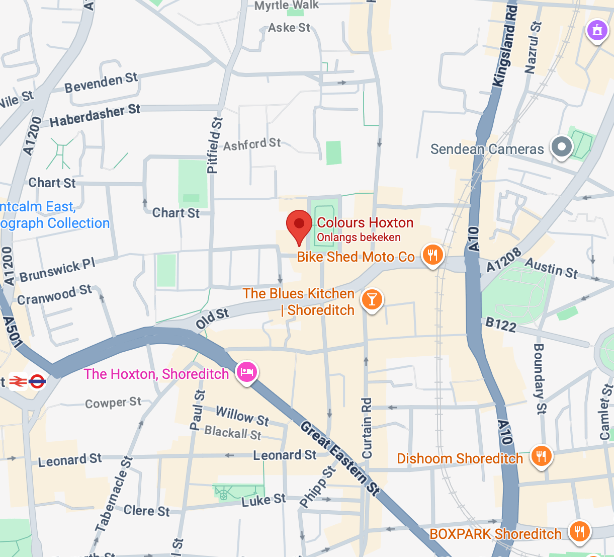 Colours Hoxton location map